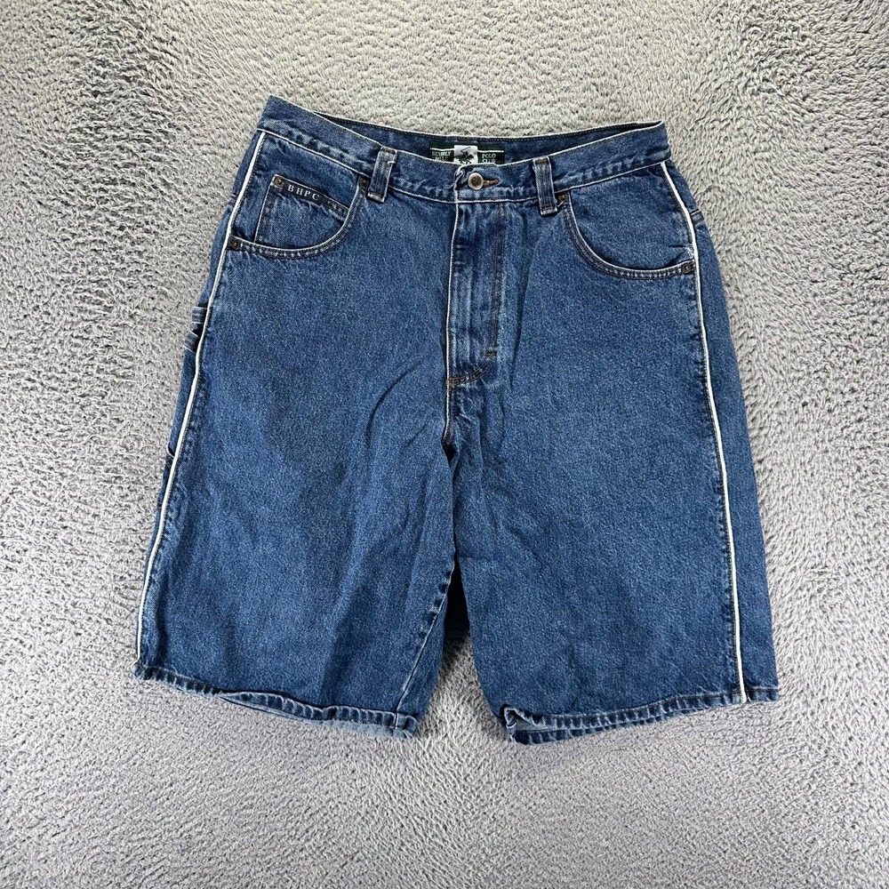 Vintage Beverly Hills Polo Club Shorts Men's 34 Blue Cotton Denim Bermuda USA